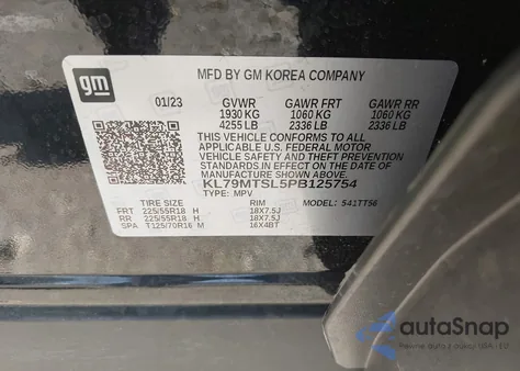 2023 Chevrolet Trailblazer Fwd Rs from USA, damaged, VIN KL79MTSL5PB125754